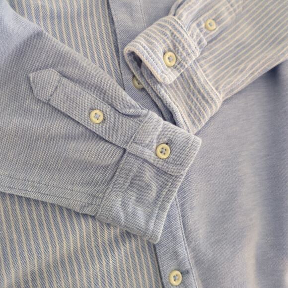 Raulph Lauren Boys Knit Oxford Fun Shirt in Harbor Island Blue white size 7 EUC - Picture 8 of 8